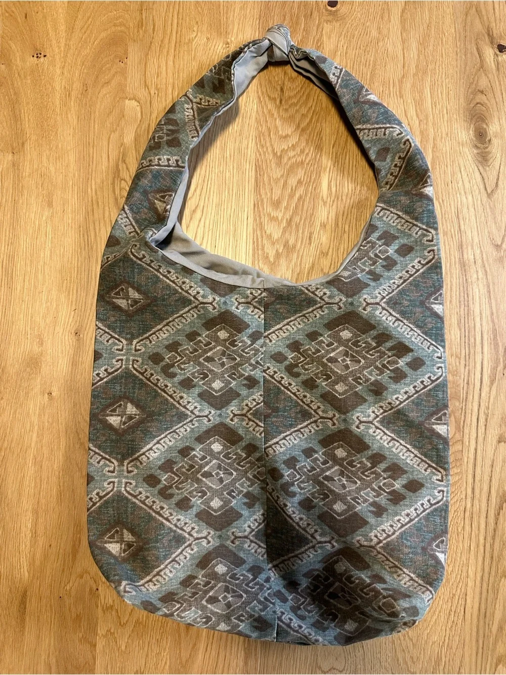Boho Geometric Large Hobo Bag in Green and Brown